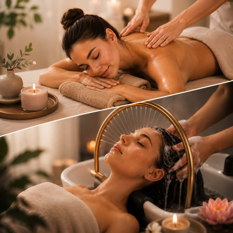 Woman receiving a relaxing Swedish back massage at Divine Lotus massage in Wolverhampton