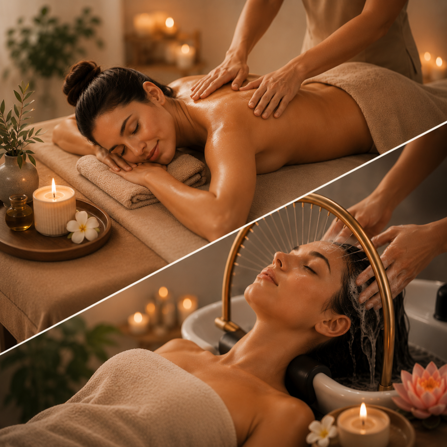 Woman receiving a relaxing Swedish back massage at Divine Lotus massage in Wolverhampton